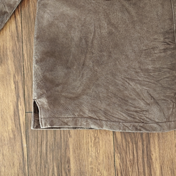 Brown Suede Jacket Genuine Leather Vintage Womens Large Button Down Moto Western - Picture 4 of 6